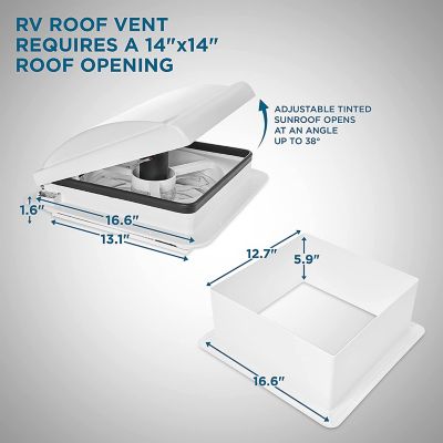 Image showing 5 th Hike Crew 14 in. RV Roof Vent Fan, 10 Speed RV Fan with Remote, Rain Sensor and More - White Lid
