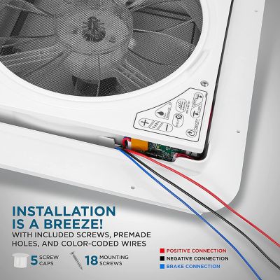 Image showing 6 th Hike Crew 14 in. RV Roof Vent Fan, 10 Speed RV Fan with Remote, Rain Sensor and More - White Lid