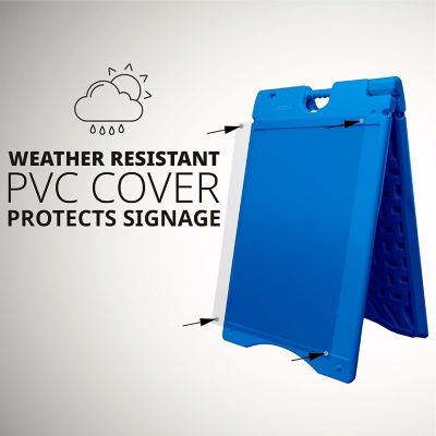 Image showing  A Frame Sandwich Board - 22 x 28 in. Display Sidewalk Sign with PVC Sign Protector, Blue