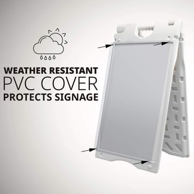 Image showing  A Frame Sandwich Board - 22 x 28 in. Display Sidewalk Sign with PVC Sign Protector, White