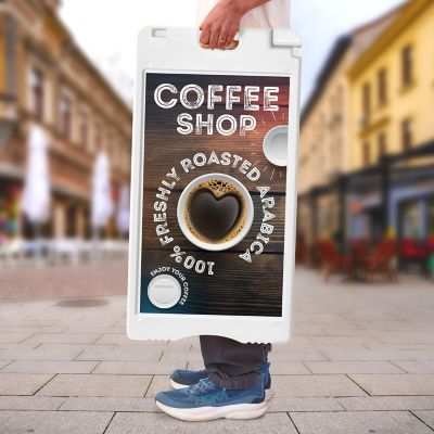 Image showing  A Frame Sandwich Board - 22 x 28 in. Display Sidewalk Sign with PVC Sign Protector, White