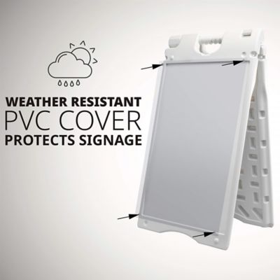 Image showing  A Frame Sandwich Board - 15.7 x 26 in. Display Sidewalk Sign with PVC Sign Protector, White
