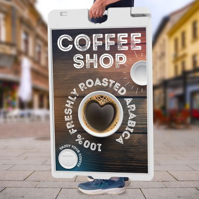 Image showing  A Frame Sandwich Board - 24 x 36 in. Display Sidewalk Sign with PVC Sign Protector, White
