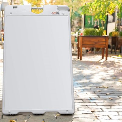 Image showing 6 th JUMBL A Frame Sandwich Board - 24 x 36 in. Display Sidewalk Sign with PVC Sign Protector, White