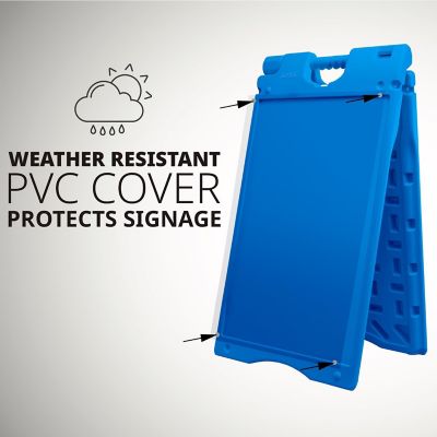 Image showing  A Frame Sandwich Board - 15.7 x 26 in. Display Sidewalk Sign with PVC Sign Protector, Blue