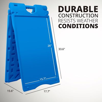 Image showing  A Frame Sandwich Board - 15.7 x 26 in. Display Sidewalk Sign with PVC Sign Protector, Blue