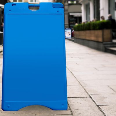 Image showing 6 th JUMBL A Frame Sandwich Board - 15.7 x 26 in. Display Sidewalk Sign with PVC Sign Protector, Blue