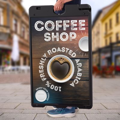 Image showing  A Frame Sandwich Board - 24 x 36 in. Display Sidewalk Sign with PVC Sign Protector, Black