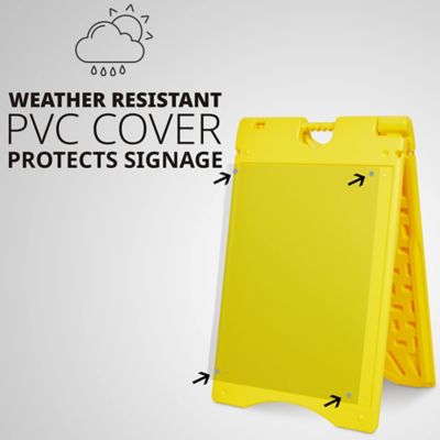 Image showing  A Frame Sandwich Board - 22 x 28 in. Display Sidewalk Sign with PVC Sign Protector, Yellow