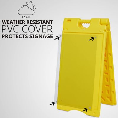 Image showing  A Frame Sandwich Board - 15.7 x 26 in. Display Sidewalk Sign with PVC Sign Protector, Yellow