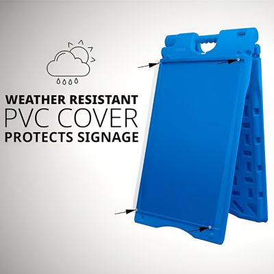Image showing  Jumbl A Frame Sandwich Board - 24 x 36 in. Display Sidewalk Sign with PVC Sign Protector (Blue)