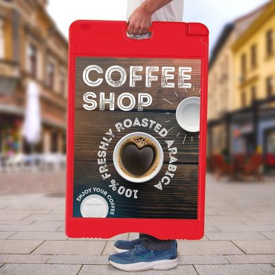 Image showing  A Frame Sandwich Board - 22 x 28 in. Display Sidewalk Sign with PVC Sign Protector, Orange