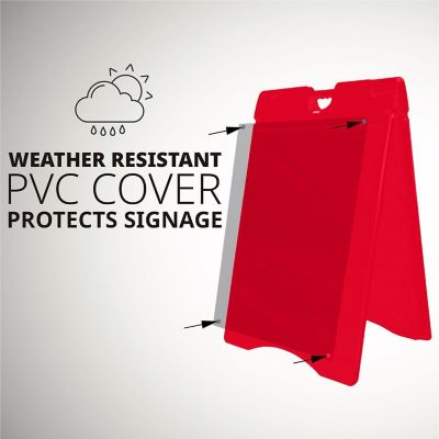 Image showing  A Frame Sandwich Board - 15.7 x 26 in. Display Sidewalk Sign with PVC Sign Protector, Orange
