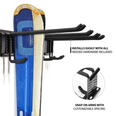Image showing  Wall Rack for Skis and Skiing Poles or Snowboard with Adjustable Rubber-Coated