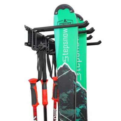 Image showing 6 th RaxGo Wall Rack for Skis and Skiing Poles or Snowboard with Adjustable Rubber-Coated