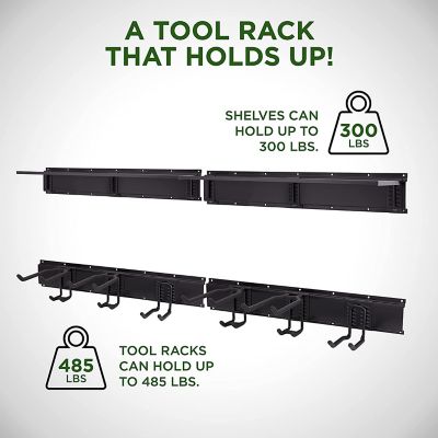 Image showing 4 th RaxGo 1-Shelf Garage Tool Storage Rack for Mop, Rakes, Shovels and More, 12 pc.