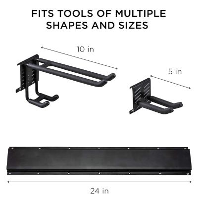 Image showing  Tool Storage Rack, 8 pc. Wall Mounted Garage Organizer for Broom, Mop, Rake Shovel & Tools