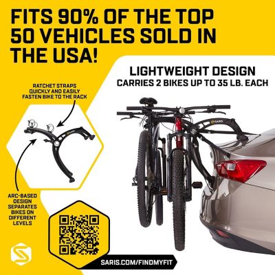 Image showing  35 lb. Capacity 2-Bicycle Bike Racks, Bones EX Car Trunk Bicycle Rack Carrier