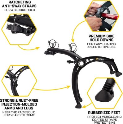 Image showing  35 lb. Capacity 2-Bicycle Bike Racks, Bones EX Car Trunk Bicycle Rack Carrier