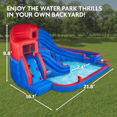 Image showing  Deluxe Adventure Inflatable Water Slide Park with Climbing Wall, 2 Slides & Splash Pool