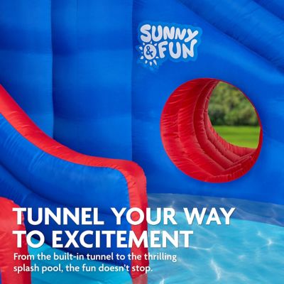 Image showing  Deluxe Adventure Inflatable Water Slide Park with Climbing Wall, 2 Slides & Splash Pool