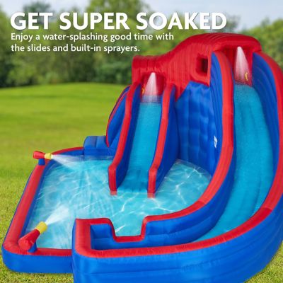 Image showing  Deluxe Adventure Inflatable Water Slide Park with Climbing Wall, 2 Slides & Splash Pool