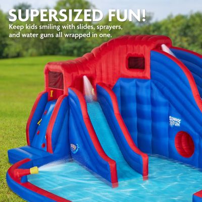 Image showing  Deluxe Adventure Inflatable Water Slide Park with Climbing Wall, 2 Slides & Splash Pool