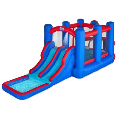 Sunny & Fun Ultra Slip N' Slide Inflatable Water Slide Park with Bounce House & Ball Pit, Blue