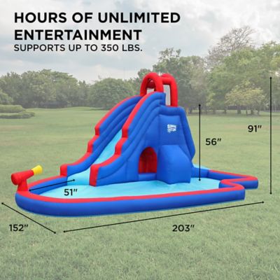 Image showing  Slide N Spray Inflatable Water Slide Park with Climbing Wall, Slide & Pool