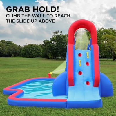 Image showing  Slide N Spray Inflatable Water Slide Park with Climbing Wall, Slide & Pool