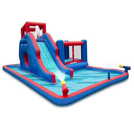 Sunny & Fun 2-in-1 Bounce & Blast Inflatable Water Slide Park with Slide, Bounce House & Pool