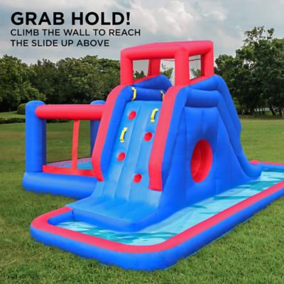 Image showing  2-in-1 Bounce & Blast Inflatable Water Slide Park with Slide, Bounce House & Pool