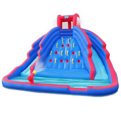 Sunny & Fun Ultra Climber Inflatable Water Slide Park with Climbing Wall, Slides & Pool, Blue
