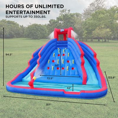 Image showing  Ultra Climber Inflatable Water Slide Park with Climbing Wall, Slides & Pool, Blue