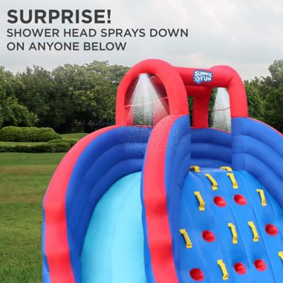 Image showing  Ultra Climber Inflatable Water Slide Park with Climbing Wall, Slides & Pool, Blue
