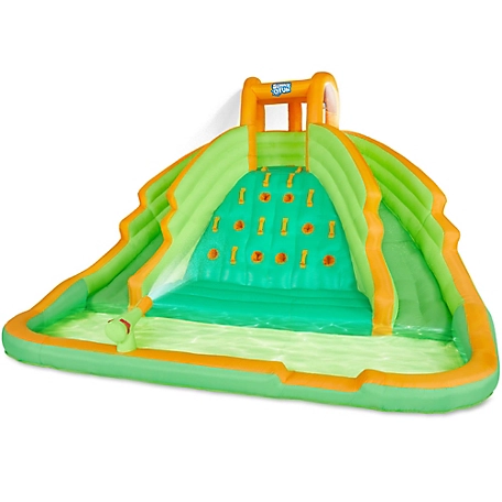 Sunny & Fun Ultra Climber Inflatable Water Slide Park with Climbing Wall, Slides & Pool - Green