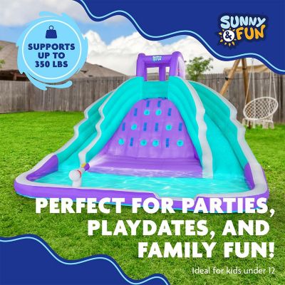 Image showing  Ultra Climber Inflatable Water Slide Park with Climbing Wall, Slides & Pool, Purple