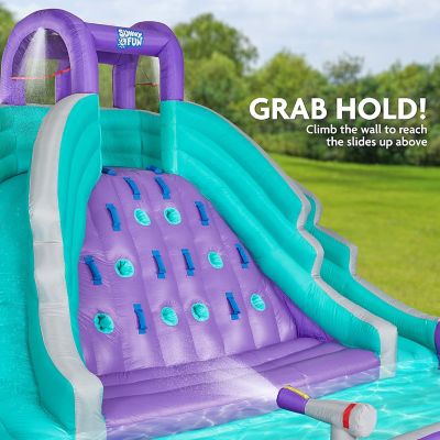 Image showing 6 th Sunny & Fun Ultra Climber Inflatable Water Slide Park with Climbing Wall, Slides & Pool, Purple