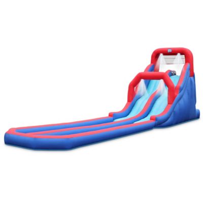 Sunny & Fun Dual Splash Racing Inflatable Water Slide Park with Climbing Wall & Splash Pool