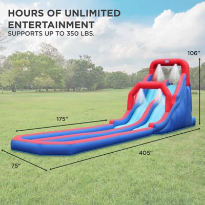Image showing  Dual Splash Racing Inflatable Water Slide Park with Climbing Wall & Splash Pool