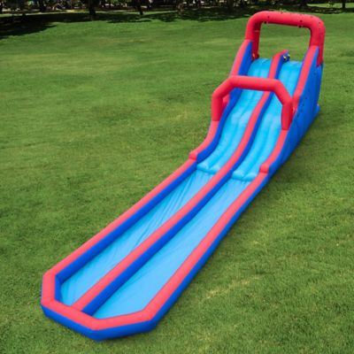 Image showing  Dual Splash Racing Inflatable Water Slide Park with Climbing Wall & Splash Pool