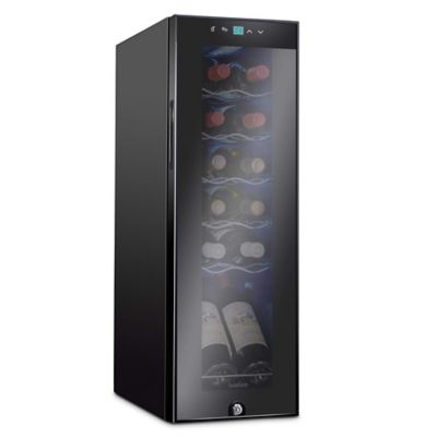 Ivation 12-Bottle Capacity Compressor Wine Refrigerator, Freestanding Wine Cooler with Lock, Black