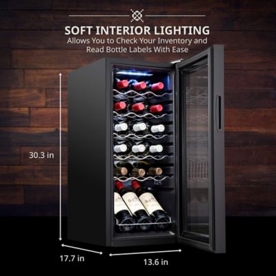Image showing  18 Bottle Compressor Wine Refrigerator, Freestanding Wine Cooler with Lock, Black