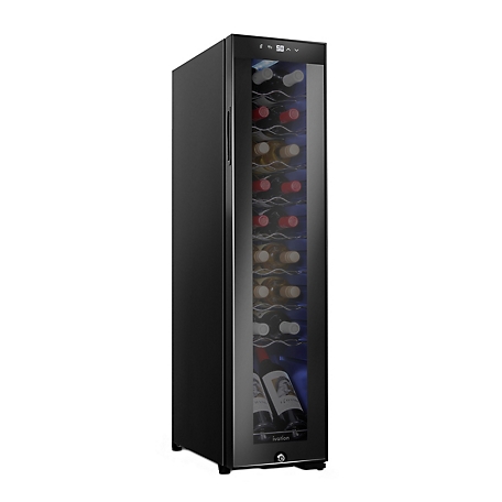 Ivation 18 Bottle Compressor Wine Refrigerator, Narrow Wine Cooler with Lock, Black