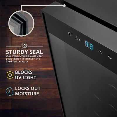 Image showing  18 Bottle Compressor Wine Refrigerator, Narrow Wine Cooler with Lock, Black