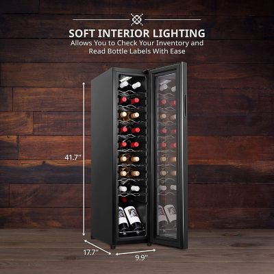 Image showing  18 Bottle Compressor Wine Refrigerator, Narrow Wine Cooler with Lock, Black