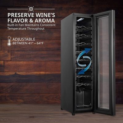 Image showing  18 Bottle Compressor Wine Refrigerator, Narrow Wine Cooler with Lock, Black
