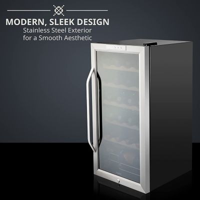 Image showing 8 th Ivation 24 Bottle Compressor Wine Refrigerator, Freestanding Wine Cooler with Lock