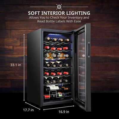 Image showing  28 Bottle Freestanding Wine Refrigerator, Wine Fridge with Wi-Fi Smart App Control, Black
