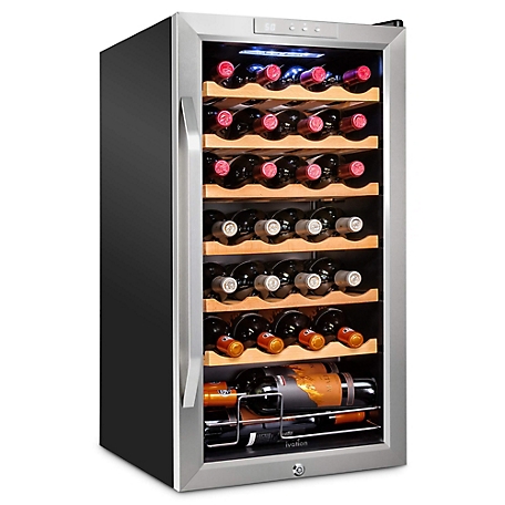 Ivation 28 Bottle Compressor Wine Refrigerator, Freestanding Wine Cooler with Lock